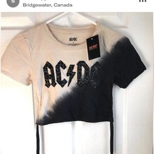 Ac/dc women’s cropped band t-shirt.  Tie dyed. BNWT.  Size S.